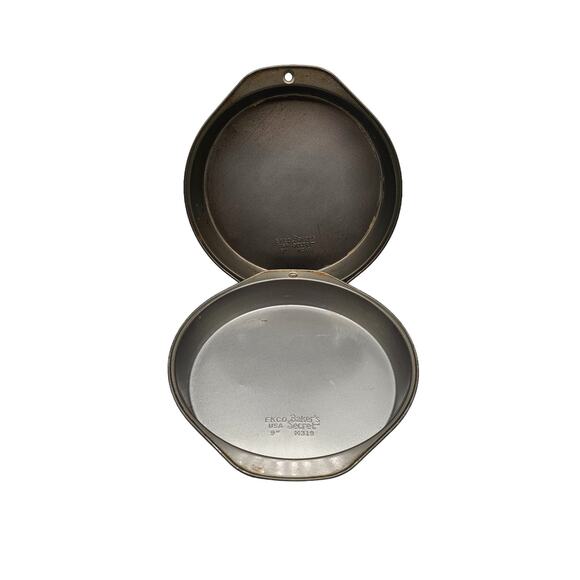2 EKCO Baker's Secret 9 Baking Pie Pan M319 Tin 1.5" Deep Carbon Steel Vintage - Picture 1 of 5